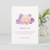 パープル素朴パールシーシェルベビーシャワー サンキューカード (スタンド正面)