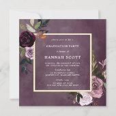 パープル素朴ピンクフローラ写真卒業パーティー 招待状 (裏面)