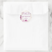 パープル素朴ピンクフローラ100誕生日ありがとう ラウンドシール (バッグ)