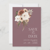 パープル素朴ピーチフローラ結婚式の日付を保存 (正面)