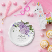 パープル素朴フラワーグリーンブライダルシャワー ペーパープレート (パーティー)