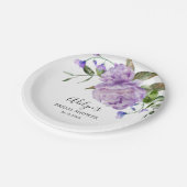 パープル素朴フラワーグリーンブライダルシャワー ペーパープレート (アングル)