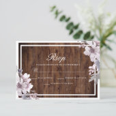 パープル素朴フローラウィンターウェディングRSVP 出欠カード (スタンド正面)