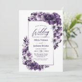 パープル素朴フローラウェディングレセプション 招待状 (スタンド正面)
