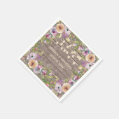 パープル素朴フローラウッドストリングラ結婚イト スタンダードカクテルナプキン (角)