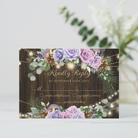 パープル素朴フローラエンチャントフォレストキンセアニラ 出欠カード (スタンド正面)