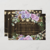 パープル素朴フローラエンチャントフォレストキンセアニラ 出欠カード (正面/裏面)