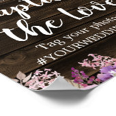 パープル素朴フローラストリングラ結婚イトのハッシュタグ ポスター (角)