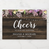 パープル素朴フローラストリングラ結婚イトのミニ スパークリングワインラベル (シングルラベル)