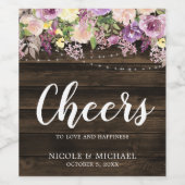 パープル素朴フローラストリングラ結婚イト ワインラベル (シングルラベル)