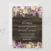 パープル素朴フローラストリングラ結婚イト 招待状 (正面)