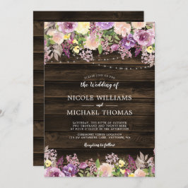 パープル素朴フローラストリングラ結婚イト 招待状