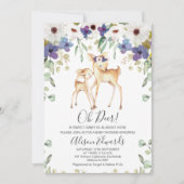 パープル素朴フローラディアベビーシャワー招待状 招待状 (正面)