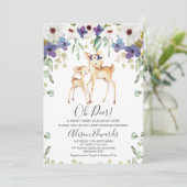 パープル素朴フローラディアベビーシャワー招待状 招待状 (スタンド正面)