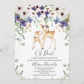 パープル素朴フローラディアベビーシャワー招待状 招待状 (正面/裏面)