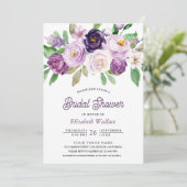 パープル素朴フローラフォトブライダルシャワー 招待状 (スタンド正面)