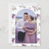 パープル素朴フローラフォトブライダルシャワー 招待状 (裏面)