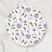 パープル素朴フローラブライダルシャワーメッセージカード フェイバータグ (裏面)