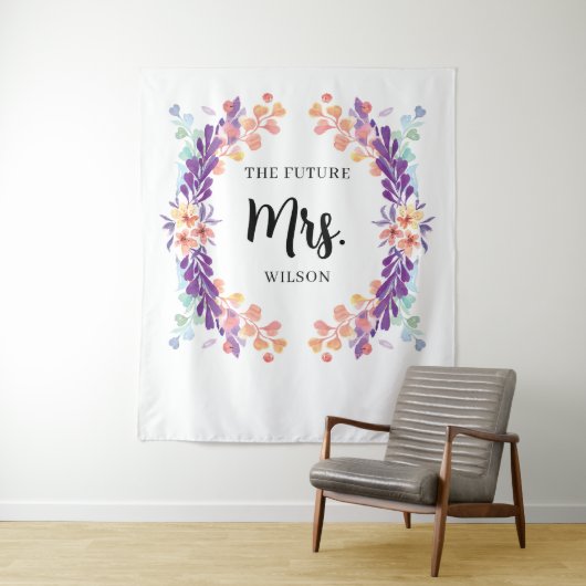 パープル素朴フローラブライダルシャワー背景 タペストリー (インサイチュ)