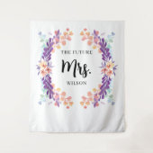 パープル素朴フローラブライダルシャワー背景 タペストリー (正面)