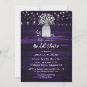 パープル素朴フローラブライダルシャワー 招待状 (正面)
