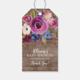 パープル素朴フローラベビーシャワー好意ギフトラベル ギフトタグ