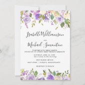 パープル素朴フローラ植物学結婚式招待状 招待状 (正面)