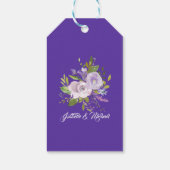 パープル素朴フローラ結婚式の引き出物ありがとう ギフトタグ (裏面)