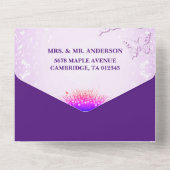 パープル素朴フローラ結婚式招待状 オールインワン招待状 (裏面)