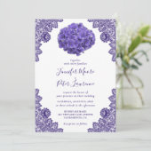 パープル素朴フローラ結婚式招待状 招待状 (スタンド正面)