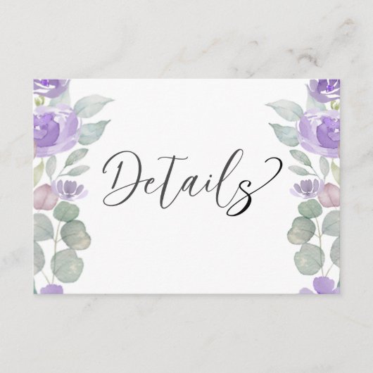 パープル素朴フローラ&ユーカリ結婚ス詳細 エンクロージャーカード (正面)