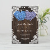 パープル素朴ブルーウッドライトレースフローラ結婚 セーブザデート (スタンド正面)