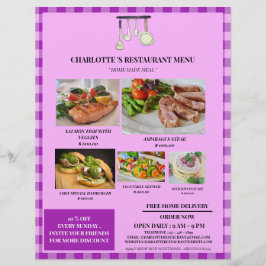パープル素朴プレイドレストランメニュー チラシ