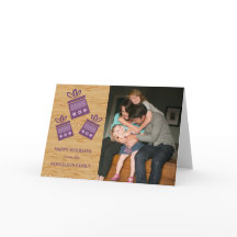 パープル素朴プレゼントホリデーフォトカード