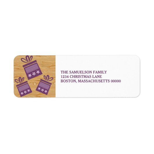パープル素朴プレゼントホリデー住所 シール (正面)