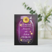 パープル素朴メイスンお洒落・ジャー日付を保存 案内ポストカード (スタンド正面)