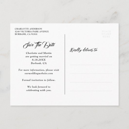 パープル素朴メイソンのjar木製の結婚式の日付を保存 案内ポストカード (裏面)