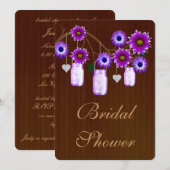 パープル素朴メイソンジャースブライダルシャワー招待 招待状 (正面/裏面)