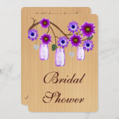 パープル素朴メイソンジャースブライダルシャワー招待 招待状 (正面/裏面)