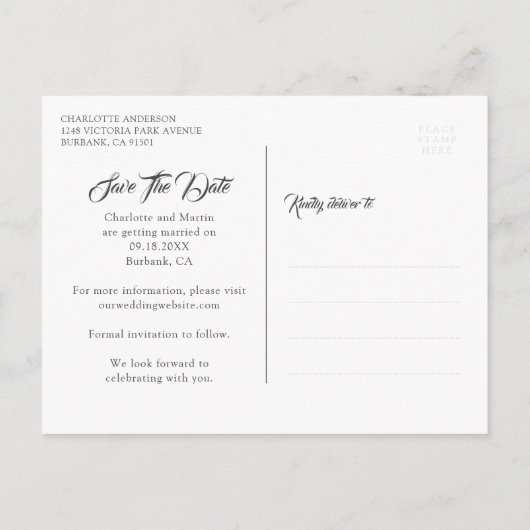 パープル素朴メイソンジャー秋の結婚式日付を保存 案内ポストカード (裏面)