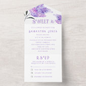 パープル素朴ライラックス甘い16フローラ16すべてI オールインワン招待状 (内側)