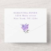 パープル素朴ライラックス甘い16フローラ16すべてI オールインワン招待状 (裏面)