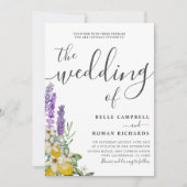 パープル素朴ラベンダー&レモンス結婚ズ 招待状 (正面)