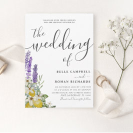 パープル素朴ラベンダー&レモンス結婚ズ 招待状