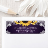 パープル素朴レースひまわり差出人住所ラベル ラベル (インサイチュ)