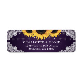 パープル素朴レースひまわり差出人住所ラベル ラベル