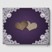 パープル素朴レースサンフラワー結婚ズゲストブック ゲストブック (裏面)