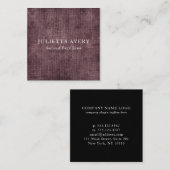 パープル素朴ワインリネンのテクスチャプロフェッショナル スクエア名刺 (正面/裏面)