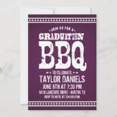 パープル素朴卒業式パーティーBBQ招待状 招待状 (正面)