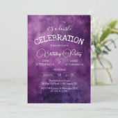 パープル素朴紙ダブルバースデーパーティー 招待状 (スタンド正面)